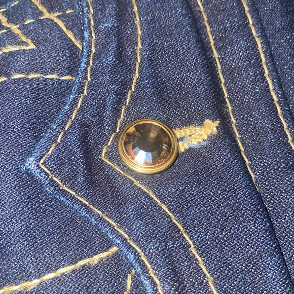 True Religion Billy Crystal Pave Jeans Low Rise Straight Leg Y2K Pants Size 25 - Picture 8 of 9